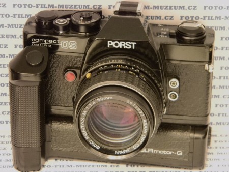 Prodej v Německu-Foto Porst od r. 1977. Porst nevyráběl, prodával přebrandované japonské stroje. V tomto případě Cosina CS-1. Lamelová elektronická závěrka 4s.-1/1000s. X-sync.1/60s. Možnost battery packu. Můj miláček.